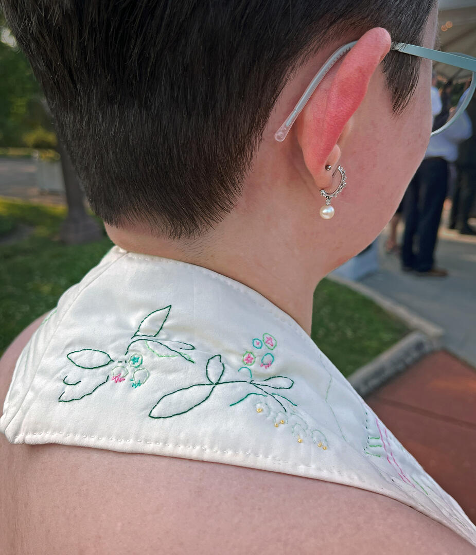 Stole (detail), 2023, embroidery on fabric