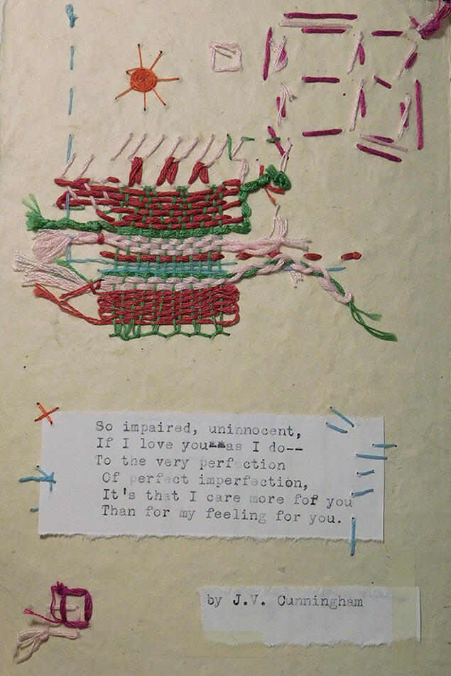Poem 9 by J.V. Cunningham (verso), 2020, embroidery on paper