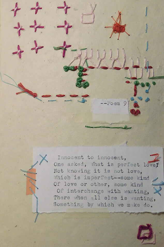 Poem 9 by J.V. Cunningham, 2020, embroidery on paper