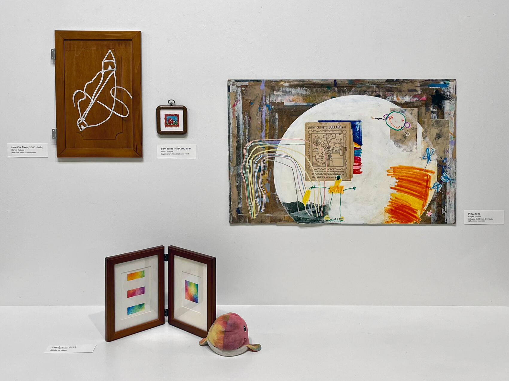 Barn Scene with Cow, 2024, Peyote and brick stitch seed beads